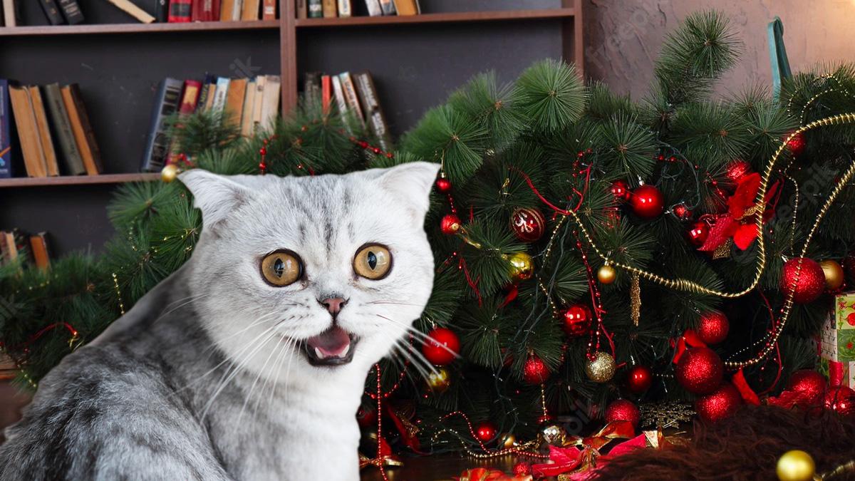 Gato en discount arbol de navidad