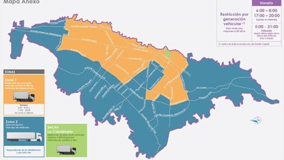 Mapa restricciones vehiculares Bogotá