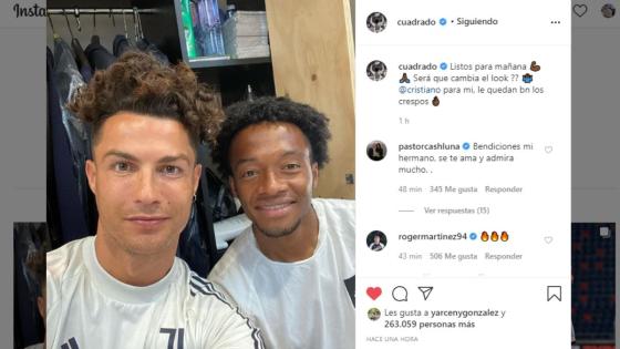 El llamativo look de Cristiano Ronaldo junto a Juan Guillermo Cuadrado El llamativo look de Cristiano Ronaldo junto a Juan Guillermo Cuadrado