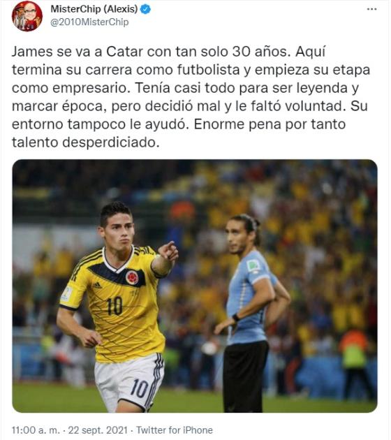 Periodistas que han retirado a James Rodríguez en Catar