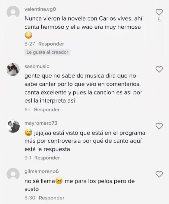Reacciones de los usuarios en TikTok al canto de Amparo Grisales. Reacciones de los usuarios en TikTok.