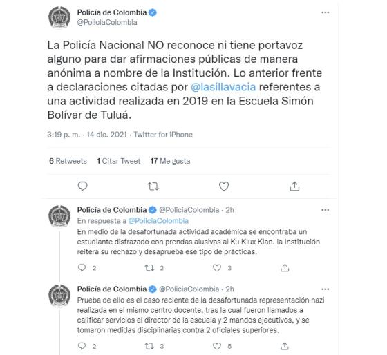 Comunicado Policía Nacional