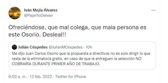 Acusan a Juan Carlos Osorio de mal colega 