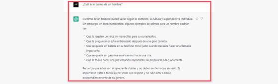 El colmo de los hombres según Chat GPT El colmo de los hombres según Chat GPT